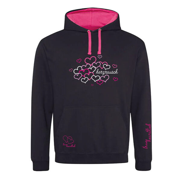 Schwarzer Trueheartlieb-Hoodie mit "herzrausch" Motiv