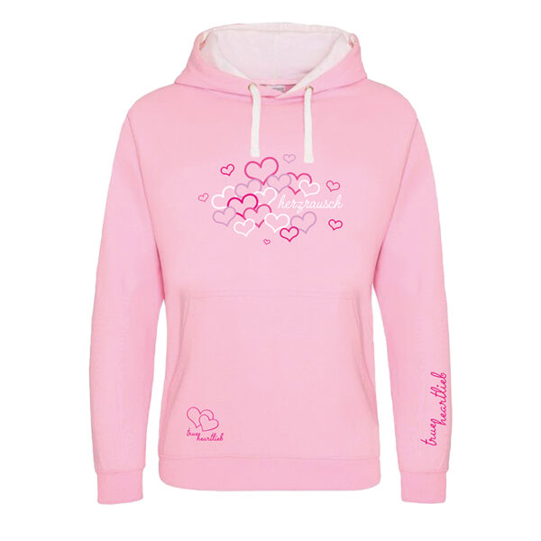 Pinker Trueheartlieb-Hoodie mit "herzrausch" Motiv