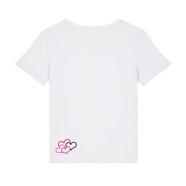 Rückseite Weißes Trueheartlieb-T-Shirt mit Herzen