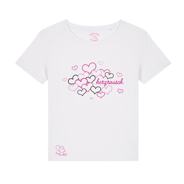 Weißes Trueheartlieb-T-Shirt mit "Herzrausch" Motiv